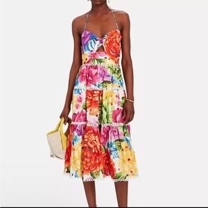 Farm Rio Rainbow Chita Flower Halter Midi Dress